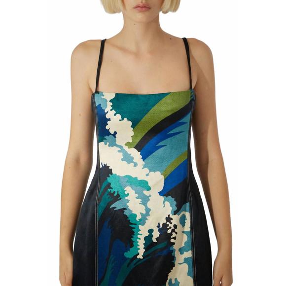 NEW ALEMAIS wave midi dress in blue - Picture 2 of 4